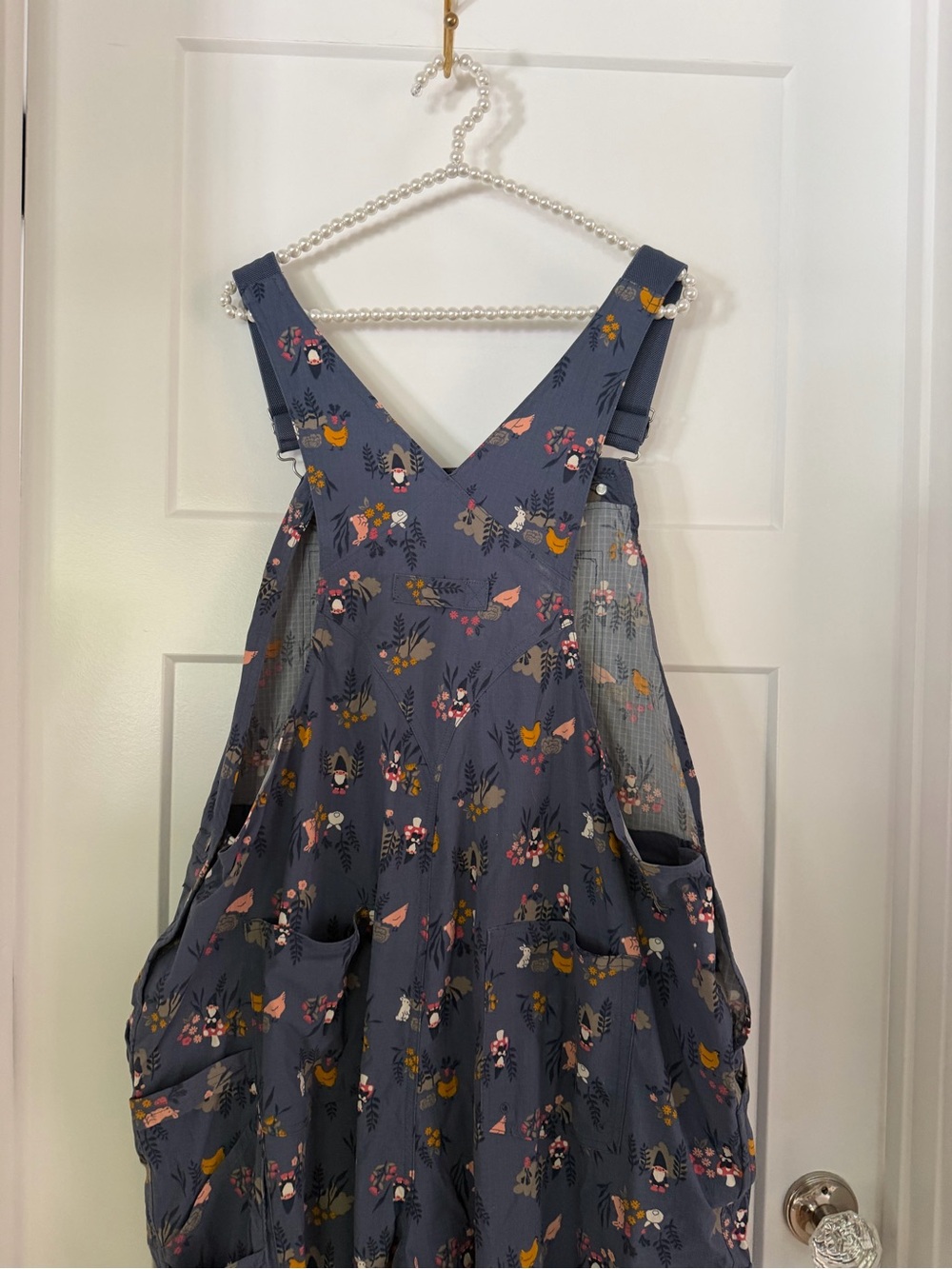 Duluth Trading Co Floral and chicken Navy Overalls - Picture 8 of 11
